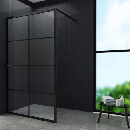 Perete dus Walk-In EGO-Carmel, sticla securizata 10 mm, 140x200 cm, tratament Nano Easy Clean, finisaj negru mat