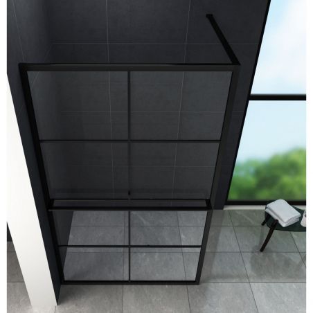 Perete dus Walk-In EGO-Carmel, sticla securizata 10 mm, 140x200 cm, tratament Nano Easy Clean, finisaj negru mat