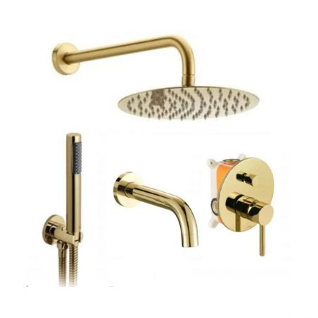 Set Dus si Cada REA-Lun, montaj incastrat, finisaj L. Gold, Ploaie de dus, Pipa cada