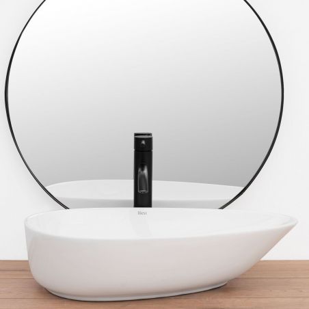 Lavoar REA Greta 55, Alb, lucios, 56x39 cm, montaj pe blat, design unic, ceramica sanitara