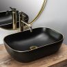 Lavoar REA Belinda Black Matt Gold Edge, Negru, mat, 46.5x33 cm, montaj pe blat, ceramica sanitara Lavoar REA Belinda Black Matt Gold Edge, Negru, mat, 46.5x33 cm, montaj pe blat, ceramica sanitara