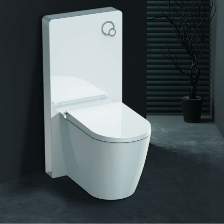Cadru wc cu rezervor din sticla securizata alba, dimensiunea 100x48 cm , montaj pe podea, Ego-Lilium