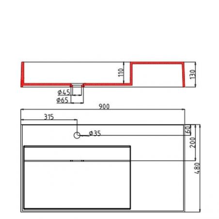 Lavoar EGO12, compozit marmura, montaj pe blat sau suspendat, 90x48 cm, scurgere mascata