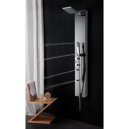 Panel de dus Ego-Neeja, sticla neagra, hidromasaj, cu Termostat, 160 x 25 cm