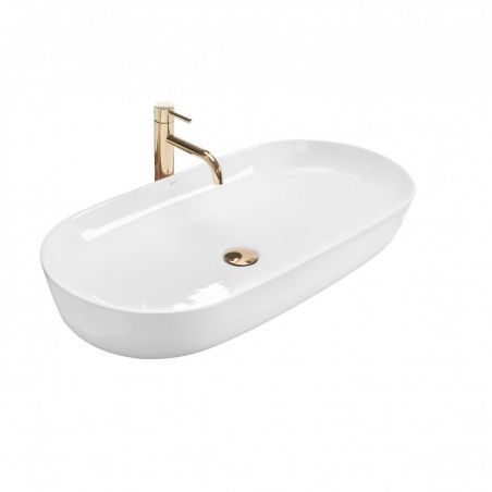Lavoar EGO Cleo 81 Snow-White, Alb, lucios, 81x41 cm, montaj pe blat, ceramica sanitara Lavoar EGO Cleo 81 Snow-White, Alb, lucios, 81x41 cm, montaj pe blat, ceramica sanitara