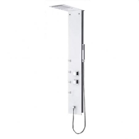 Panel dus din sticla cu Termostat EGO-Blossom, dus tip ploaie, 145 x 22 cm, montaj pe perete, sticla alba securizata