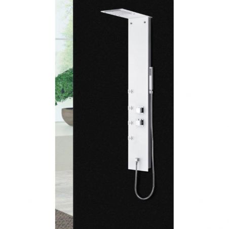 Panel dus din sticla cu Termostat EGO-Blossom, dus tip ploaie, 145 x 22 cm, montaj pe perete, sticla alba securizata