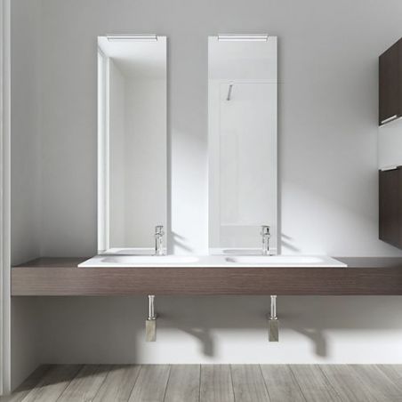 Lavoar dublu EGO 04, Alb, lucios, 120 sau 144 cm, montaj  semi-incastrat, compozit marmura, cu doua gauri de baterie