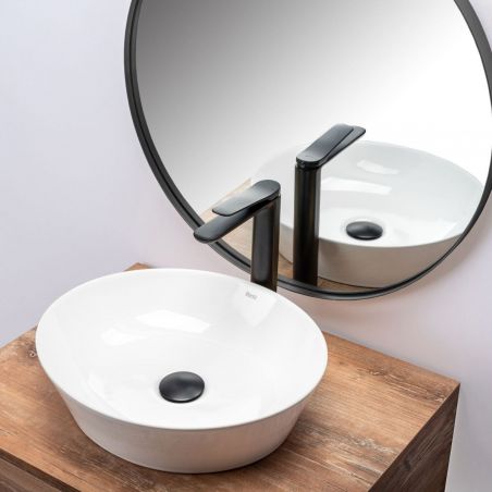Lavoar REA Saga, Alb, lucios, 41x37.5 cm, montaj pe blat, ceramica sanitara