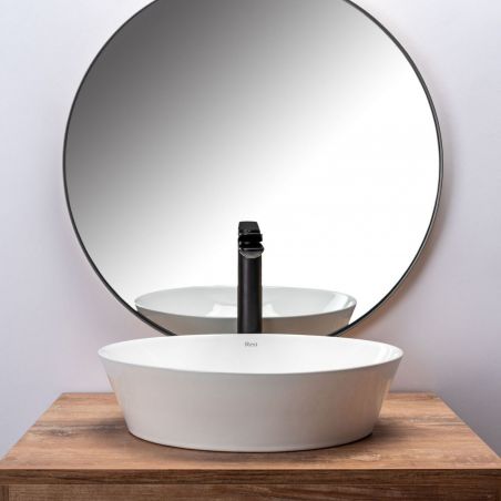 Lavoar REA Saga, Alb, lucios, 41x37.5 cm, montaj pe blat, ceramica sanitara