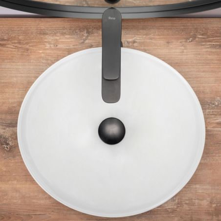 Lavoar REA Saga, Alb, lucios, 41x37.5 cm, montaj pe blat, ceramica sanitara