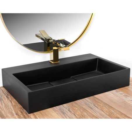Lavoar REA Goya 60, Negru, mat, 60x37cm, montaj pe blat, compozit