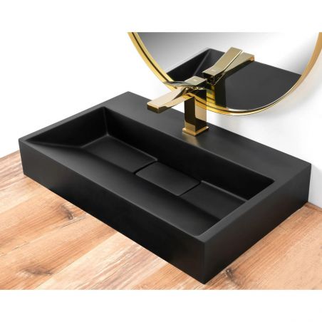 Lavoar REA Goya 60, Negru, mat, 60x37cm, montaj pe blat, compozit