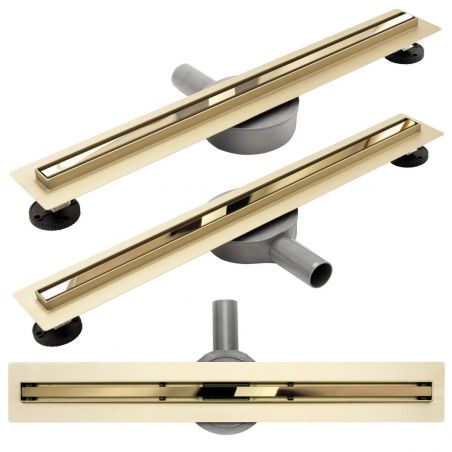 Rigola scurgere dus, REA-Neo Slim Mirror Gold Pro, dimensiuni 90 si 100 cm, completa, finisaj gold
