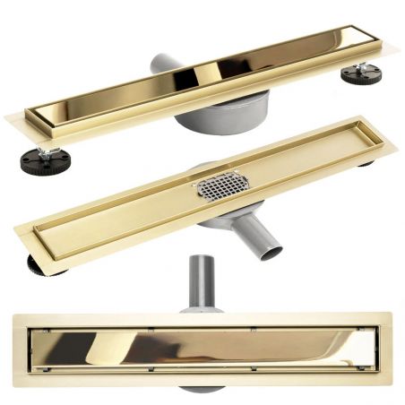 Rigola scurgere dus, REA-Pure Neo Mirror Gold Pro, dimensiuni intre 60 - 100 cm, completa, finisaj gold