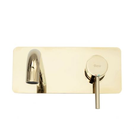 Baterie lavoar REA-Viva L.Gold, montaj incastrat in perete, Auriu, design minimalist