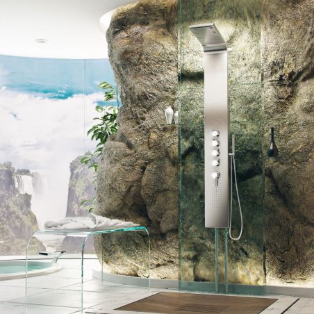 Panel dus 839 L, Inox periat, iluminat Led, Cascada, Hidromasaj, Exclusivist