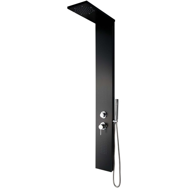Panel dus 8712 din aluminiu, finisaj negru, cu ploaie si hidromasaj