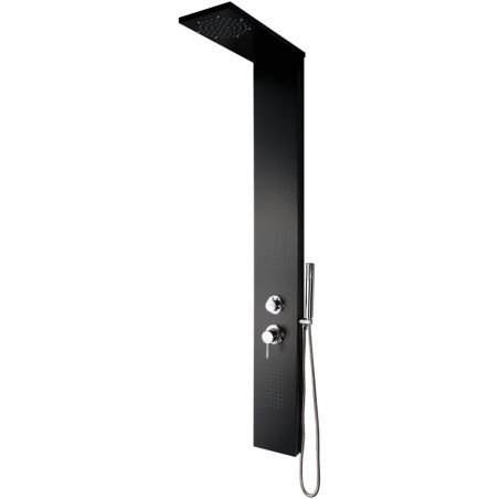 Panel dus 8712 din aluminiu, finisaj negru, cu ploaie si hidromasaj