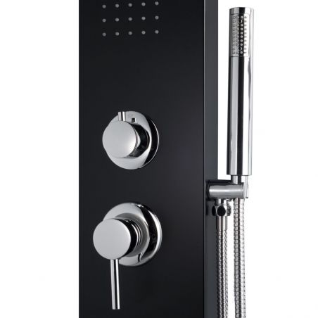 Panel dus 8712 din aluminiu, finisaj negru, cu ploaie si hidromasaj