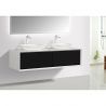Mobilier de baie EGO-BELLA cu doua lavoare din compozit mineral, 180 x 55 cm, Negru Mat, sertar Push to open Mobilier de baie EGO-BELLA cu doua lavoare din compozit mineral, 180 x 55 cm, Negru Mat, sertar Push to open