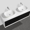 Mobilier de baie EGO-BELLA cu doua lavoare din compozit mineral, 180 x 55 cm, Negru Mat, sertar Push to open Mobilier de baie EGO-BELLA cu doua lavoare din compozit mineral, 180 x 55 cm, Negru Mat, sertar Push to open
