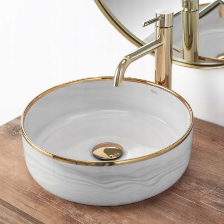 Lavoar REA Merida, Gri, lucios, 35.5x35.5 cm, montaj pe blat, ceramica sanitara