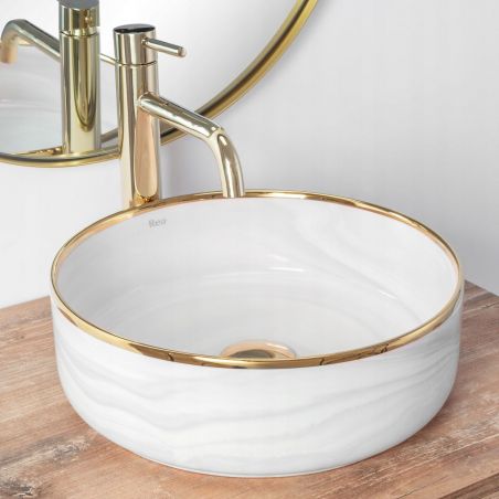 Lavoar REA Merida, Gri, lucios, 35.5x35.5 cm, montaj pe blat, ceramica sanitara