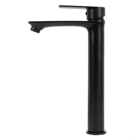 Baterie lavoar REA-Mayson Black High, montaj pe blat, finisaj negru mat, perlator aer, design deosebit
