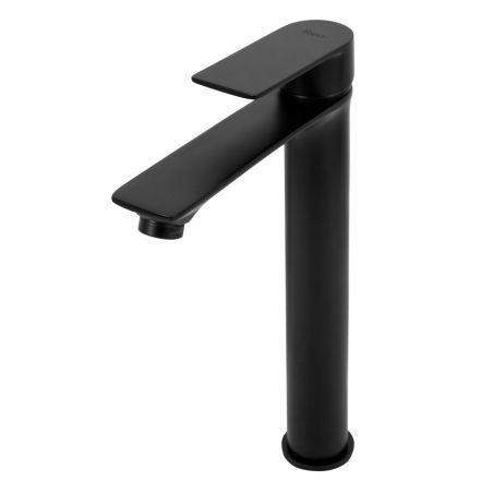 Baterie lavoar REA-Mayson Black High, montaj pe blat, finisaj negru mat, perlator aer, design deosebit