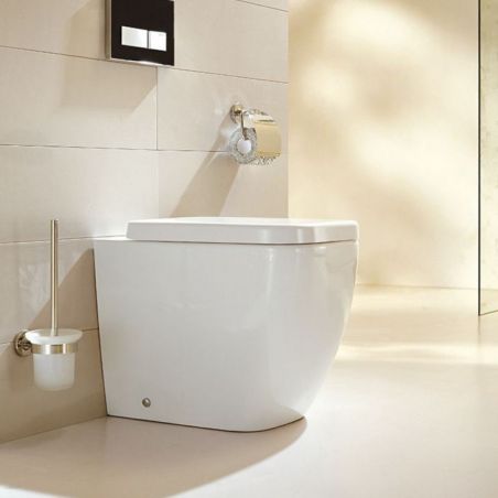 Vas wc EGO-Holly, montaj pe podea, ceramica sanitara, capac din duroplast cu Soft-close inclus, 52x34 cm
