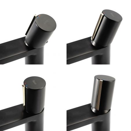 Baterie lavoar REA-Icon Low, montaj pe lavoar, finisaj negru mat-gold, perlator aer, design deosebit