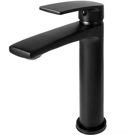 Baterie lavoar REA-Luppo Black Low, montaj pe lavoar, finisaj negru mat, perlator aer, design deosebit