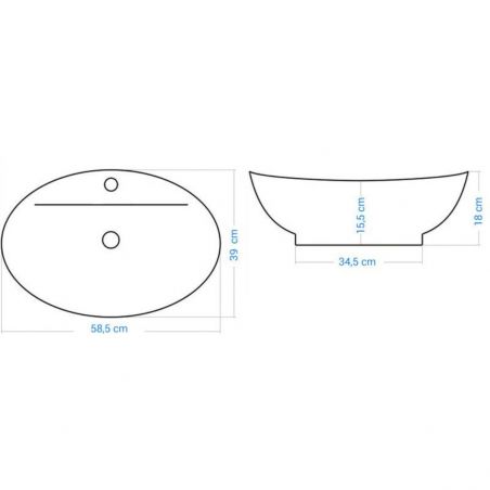 Lavoar EGO Cindy, Alb, lucios, 58.5x39cm, montaj pe blat, ceramica sanitara, cu gaura baterie si preaplin