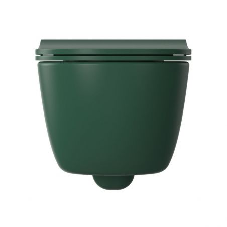 Vas WC EGO Michael Rimless, 49x36 cm, Verde, Power Colour, semi-mat, montaj suspendat, capac duroplast soft-close easy off