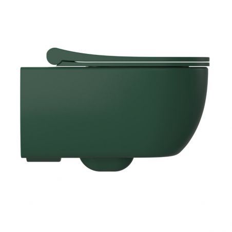 Vas WC EGO Michael Rimless, 49x36 cm, Verde, Power Colour, semi-mat, montaj suspendat, capac duroplast soft-close easy off