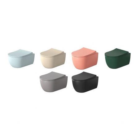 Vas WC EGO Michael Rimless, 49x37 cm, Jasmine semi-mat, Power Colour, montaj suspendat, capac duroplast soft-close easy off