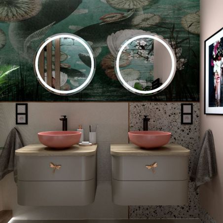 Lavoar EGO Michael, 38x13.6 cm, Roz Somon, Power Colour, semi-mat, montaj pe blat, ceramica sanitara de inalta calitate
