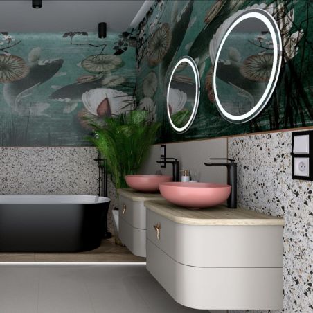 Lavoar EGO Michael, 38x13.6 cm, Roz Somon, Power Colour, semi-mat, montaj pe blat, ceramica sanitara de inalta calitate