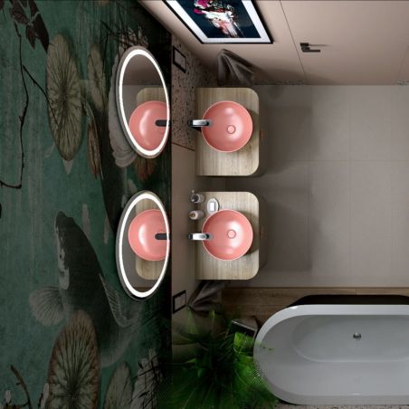 Lavoar EGO Michael, 38x13.6 cm, Roz Somon, Power Colour, semi-mat, montaj pe blat, ceramica sanitara de inalta calitate