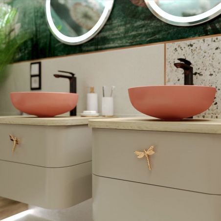 Lavoar EGO Michael, 38x13.6 cm, Roz Somon, Power Colour, semi-mat, montaj pe blat, ceramica sanitara de inalta calitate