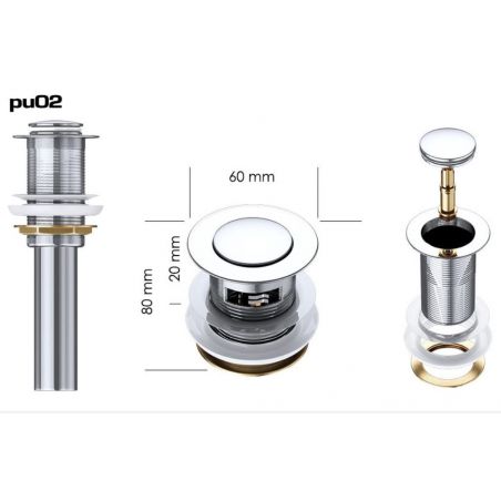 Ventil EGO PU02-05, push-up open, cu sau fara preaplin, design deosebit