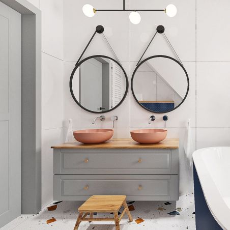 Lavoar EGO Michael, 38x13.6 cm, Roz Somon, Power Colour, semi-mat, montaj pe blat, ceramica sanitara de inalta calitate