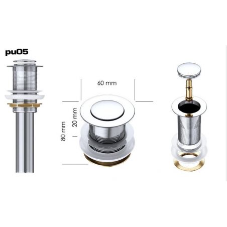 Ventil EGO PU02-05, push-up open, cu sau fara preaplin, design deosebit