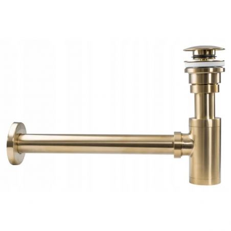 Sifon de scurgere univeral cu ventil klik-klak, sistem Push-up, finisaj Gold Mat