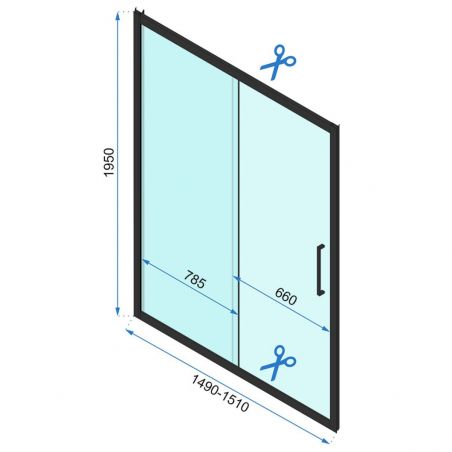 Cabina dus REA-Slide Black, perete fix si usa Glisanta, sticla securizata 6 mm, 100 x 150 x 195 cm, Easy Clean