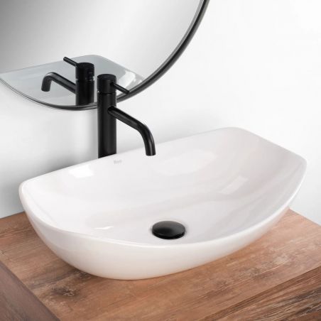 Lavoar REA Tango, Alb, lucios, 56.5x40.5 cm, montaj pe blat, ceramica sanitara
