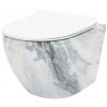Vas Wc REA-Carlo Slim Granit Shiny Rimless, finisaj granit, Capac Duroplast, ceramica sanitara, montaj suspendat, 49x37 cm