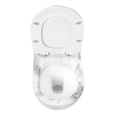 Vas Wc EGO Carlo Slim Rimless Granit Matt, finisaj granit, 49x37 cm, Capac Duroplast, montaj suspendat, ceramica sanitara