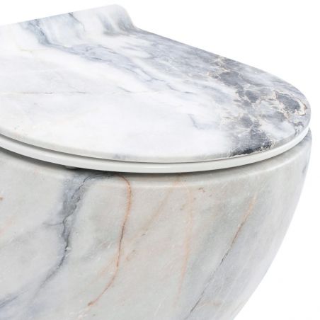 Vas Wc EGO Carlo Slim Rimless Granit Matt, finisaj granit, 49x37 cm, Capac Duroplast, montaj suspendat, ceramica sanitara